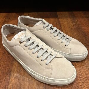 Good Man Mens Leather Suede Sneaker Size 9 Tan Low Top Lace Up Shoes Italy Made
